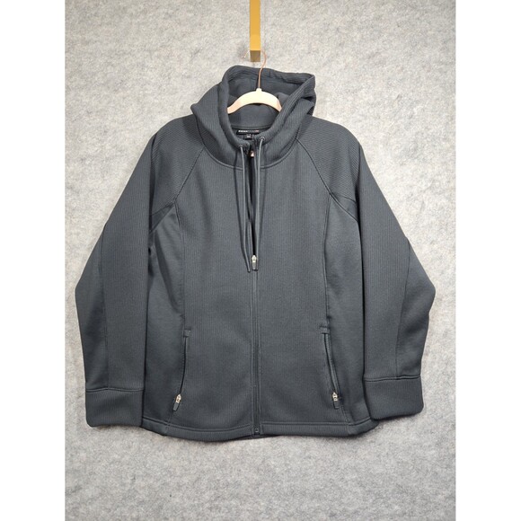 Swiss Tech Full Zip Hoodie Jacket Thermal Fleece DARK GREY Women's XL - Picture 1 of 11